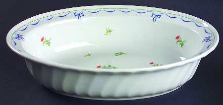 Ribbons & Bows 10" Oval Vegetable Bowl