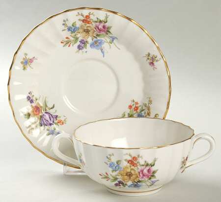 Roanoke Cream Footed Cream Soup Bowl & Saucer Set