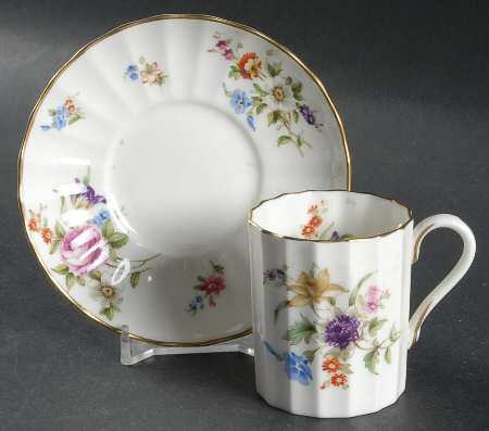 Roanoke Cream Flat Demitasse Cup & Saucer Set
