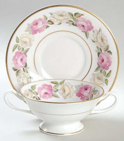 Royal Garden (Solid Inner Rings) Footed Cream Soup Bowl & Saucer Set