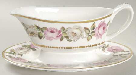 Royal Garden (Dotted Inner Ring) Gravy Boat with Attached Underplate