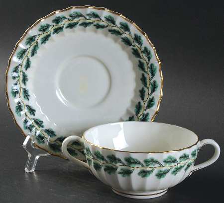 Royal Oak Footed Cream Soup Bowl & Saucer Set