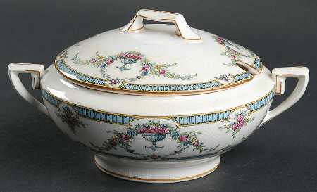 Rosemary Light Blue Black Sugar Bowl & Lid