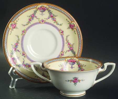 Rosemary Sky Blue Cream Footed Bouillon Cup & Saucer