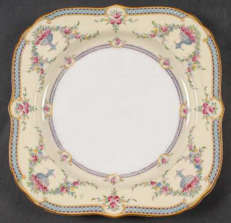 Rosemary Sky Blue Cream Square Salad Plate