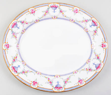 Rosemary Sky Blue White 13" Oval Serving Platter