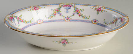 Rosemary Sky Blue White 9" Oval Vegetable Bowl