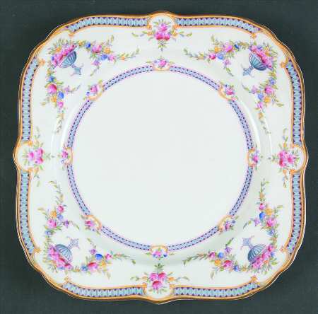 Rosemary Sky Blue White Square Luncheon Plate