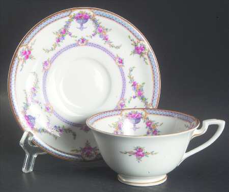 Rosemary Sky Blue White Footed Cup & Saucer Set