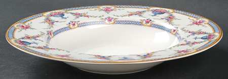 Rosemary Sky Blue White Large Rim Soup Bowl