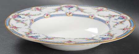 Rosemary Sky Blue White Rim Soup Bowl