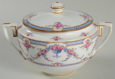 Rosemary Sky Blue White Sugar Bowl & Lid