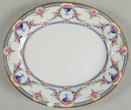 Rosemary Sky Blue White 11" Oval Serving Platter