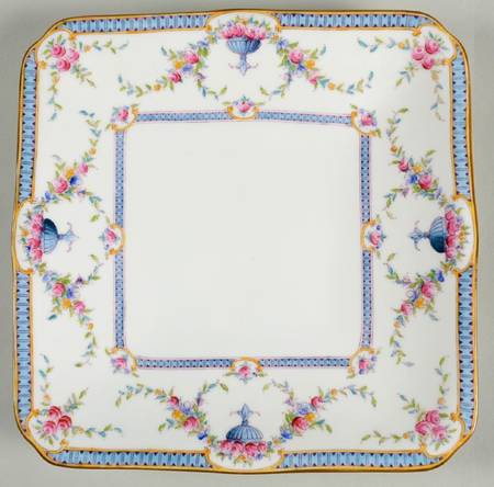 Rosemary Sky Blue White Square Cake Plate