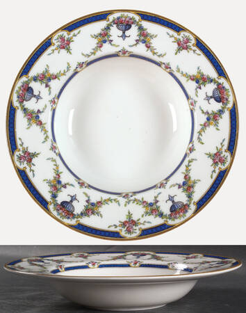 Rosemary Dark Blue White Rim Soup Bowl