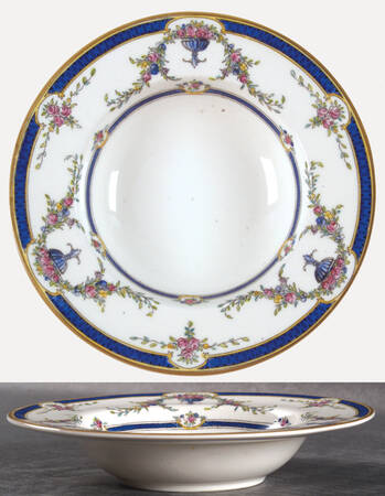 Rosemary Dark Blue White Rim Fruit/Dessert (Sauce) Bowl