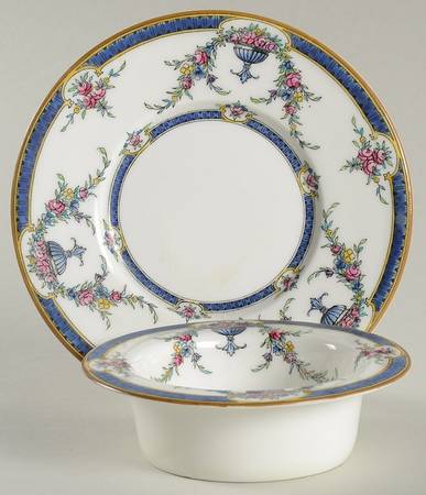 Rosemary Dark Blue White Ramekin & Saucer Set