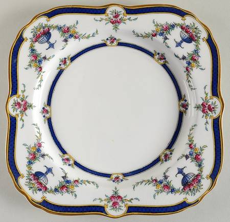 Rosemary Dark Blue White Square Luncheon Plate