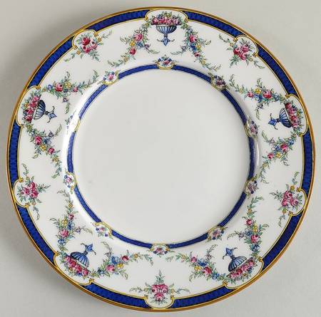 Rosemary Dark Blue White Luncheon Plate
