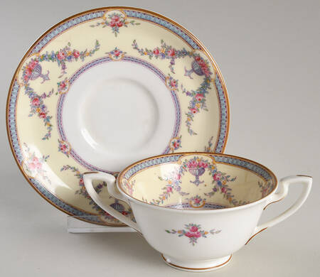 Rosemary Yellow Blue Footed Bouillon Cup & Saucer