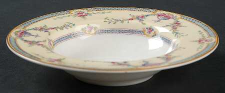 Rosemary Yellow Blue Rim Fruit/Dessert (Sauce) Bowl