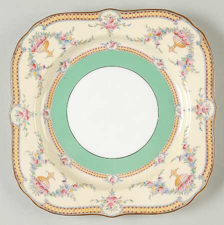 Rosemary Yellow Green Band Square Salad Plate