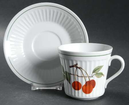 Shelton Orchard (Green Verge) Flat Cup & Saucer Set