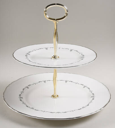 Silver Chantilly 6 5/8"-10"  2 Tiered Serving Tray (Dp, Sp) HC