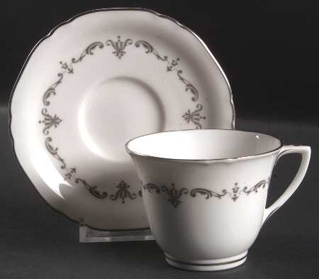 Silver Chantilly Footed Demitasse Cup & Saucer Set by Royal Worcester