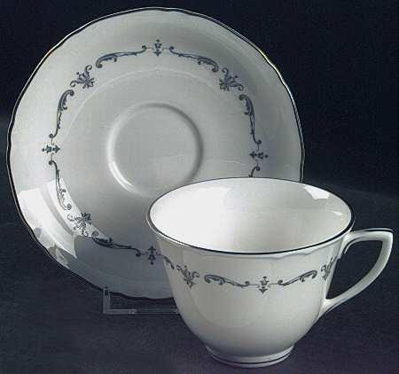Silver Chantilly Footed Cup & Saucer Set by Royal Worcester
