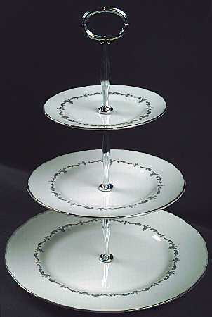 Silver Chantilly 13 7/8"-14 1/4" 3-Tiered Serving Tray(DP,SP,BB) HC