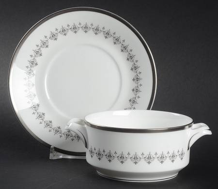 Silver Frost Flat Cream Soup Bowl & Saucer Set