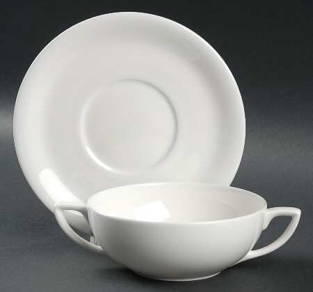 Snow (Z2697, No Trim) Flat Cream Soup Bowl & Saucer Set