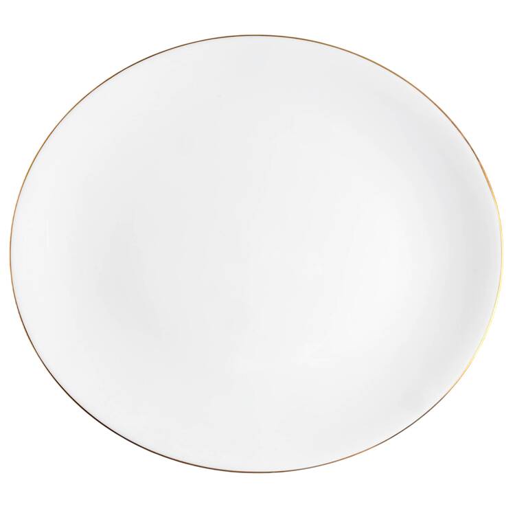 Snow (Z2699-1, Gold Trim) 14" Oval Serving Platter