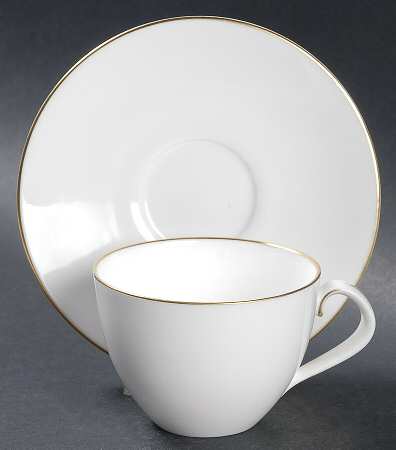 Snow (Z2699-1, Gold Trim) Flat Demitasse Cup & Saucer Set
