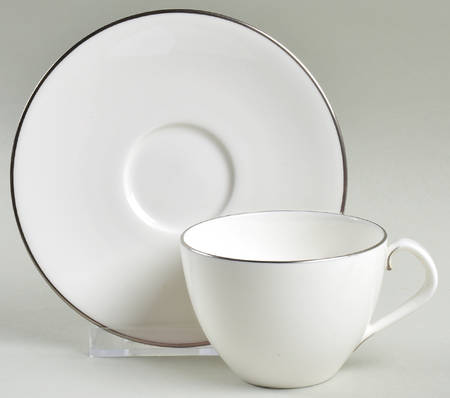 Snow (Z2699-2, Platinum Trim) Flat Demitasse Cup & Saucer Set