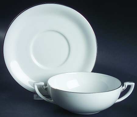 Snow (Z2699-2, Platinum Trim) Flat Cream Soup Bowl & Saucer Set