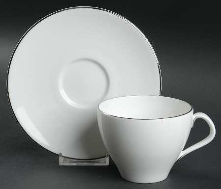 Snow (Z2699-2, Platinum Trim) Flat Cup & Saucer Set