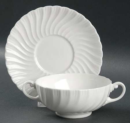 Snowflake Footed Cream Soup Bowl & Saucer Set