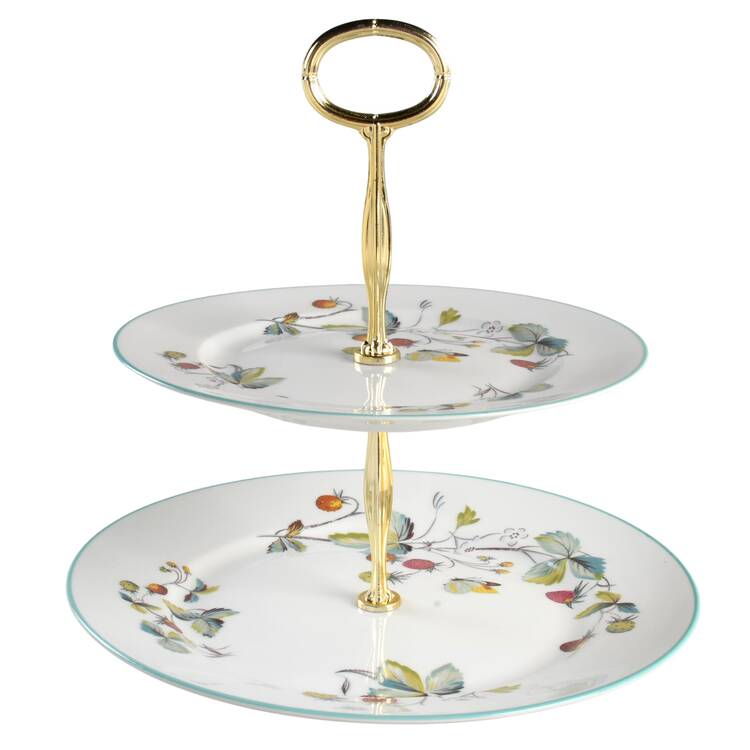 Strawberry Fair (Oven To Table, Bluetrim) 6 5/8"-10"  2 Tiered Serving Tray (Dp, Sp) HC