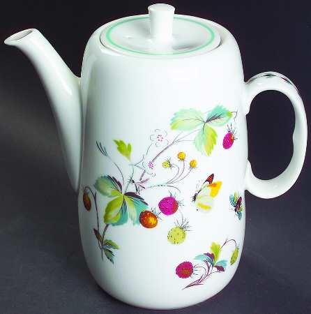 Strawberry Fair (Oven To Table, Bluetrim) Coffee Pot & Lid