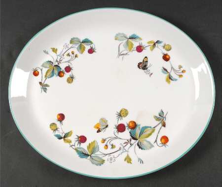 Strawberry Fair (Oven To Table, Bluetrim) 13" Oval Serving Platter