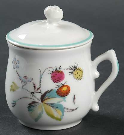 Strawberry Fair (Oven To Table, Bluetrim) 2 Pc Pot de Creme w/Lid & Base