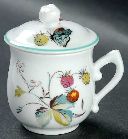 Strawberry Fair (Oven To Table, Bluetrim) Pot de Creme (2 Pc)-Lid & Base