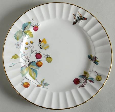 Strawberry Fair (Bone, Rim, Fluted, Gold) Salad Plate