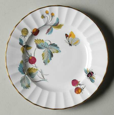 Strawberry Fair (Bone, Rim, Fluted, Gold) Bread & Butter Plate