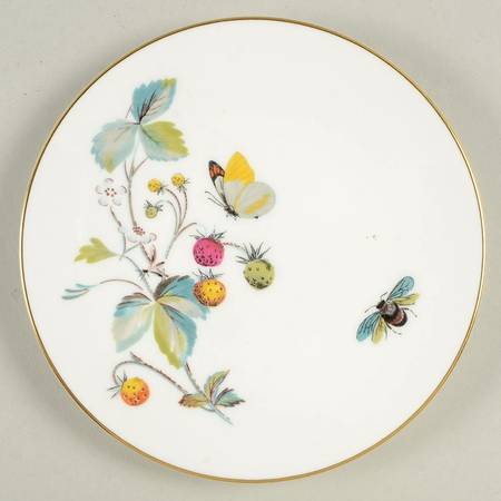 Strawberry Fair (Bone, Coupe, Smooth, Gold) Bread & Butter Plate