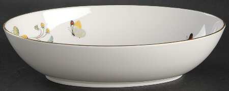 Strawberry Fair (Bone, Coupe, Smooth, Gold) 9" Oval Vegetable Bowl