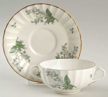 Valencia Footed Cream Soup Bowl & Saucer Set
