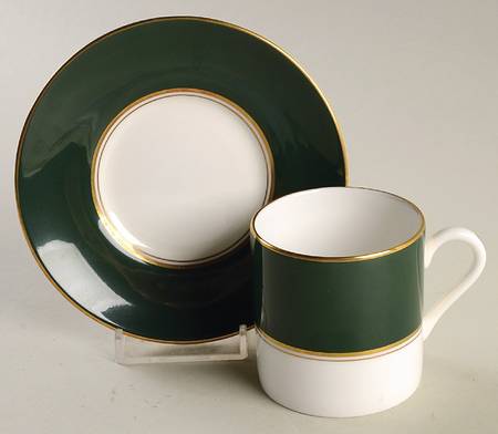 Ventura Dark Green Flat Demitasse Cup & Saucer Set
